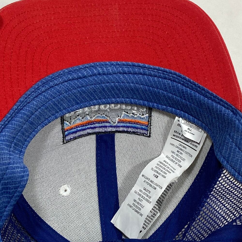 Patagonia Fitz Roy Trucker Hat Cap Mesh SnapBack Blue White Red Used - Picture 6 of 6